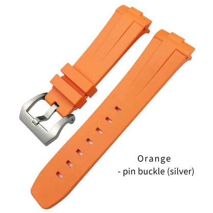 Bracelet de montre en caoutchouc naturel à extrémité incurvée de 24mm, pour Panerai LUMINOR SUBMERSIBLE PAM, en Silicone, étanche, boucle papillon