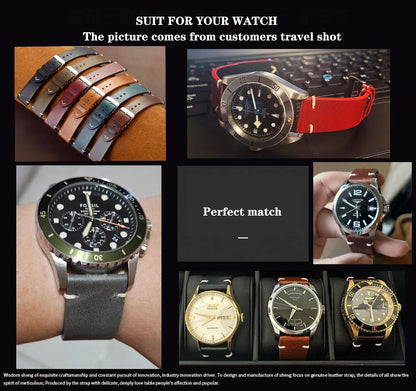 Bracelet de montre en cuir véritable de cire, bracelets de montre à dégagement rapide 18mm/19mm/20mm/21mm/22mm/24m, pour Samsung, Seiko, Oris, montre citoyen