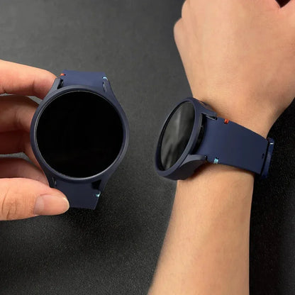 Set di 2 pezzi (cinturino e custodia) per Samsung Watch FE/7/6/5/4/5 Pro, stile punto piatto, compatibile con quadranti da 40/44/45mm, protezione anticaduta, confezione regalo
