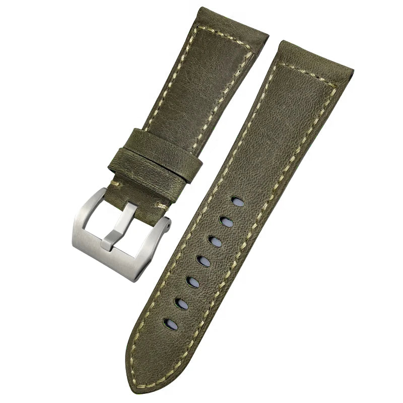 Bracelet de montre en cuir véritable, 24mm 26mm, pour Panerai LUMINOR PAM111 PAM 441, Style rétro, fait à la main