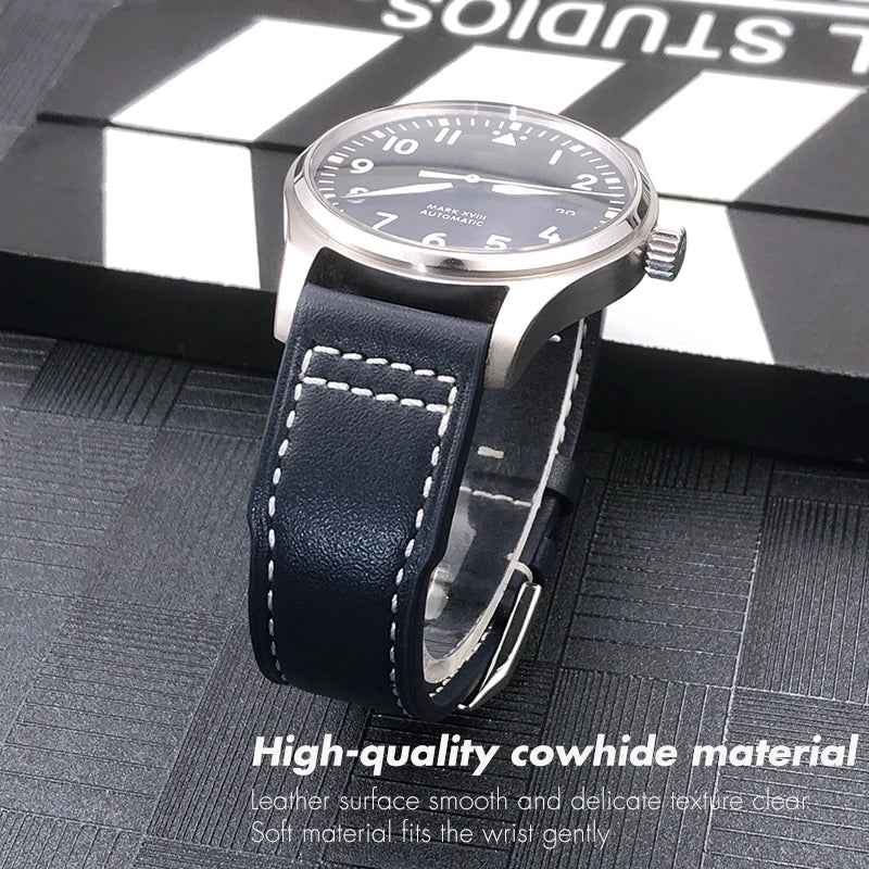 Cinturino per orologio in vera pelle da uomo, 20mm 21mm 22mm, adatto per orologio pilota IWC IW3777 PORTOFINO Mark 18, nero blu marrone
