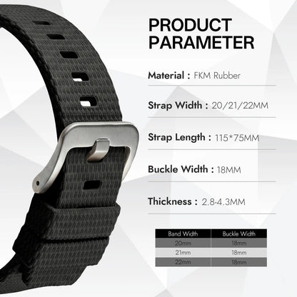 New Curved End Rubber Watch Bands 20mm, Military Watch Strap 21mm 22mm, FKM Watch Straps for Omega Swatch Men