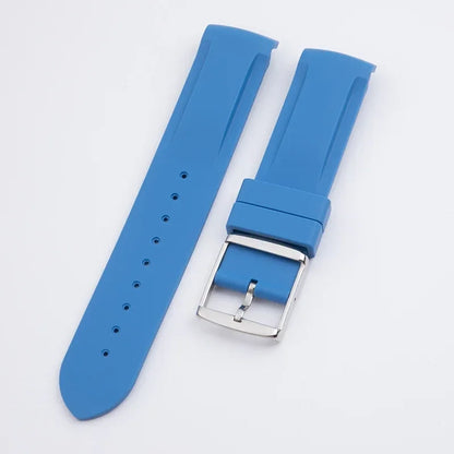 Nuovo cinturino in gomma morbida da 20 mm con estremità ricurve per Omega Strap Joint Moonswatch Constellation, bracciale sportivo impermeabile con fibbia ad ardiglione