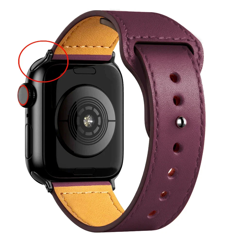Cinturino in pelle per Apple Watch, Ultra 3, 49mm, 46mm/42mm, 41mm/45mm, 44mm, 40mm, iWatch serie 11 10 9 8 7 4 5 6 se