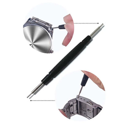 Kit di riparazione orologi da 2 pezzi: Strumento di rimozione delle barrette a molla per la regolazione del cinturino dell'orologio, strumento da orologiaio