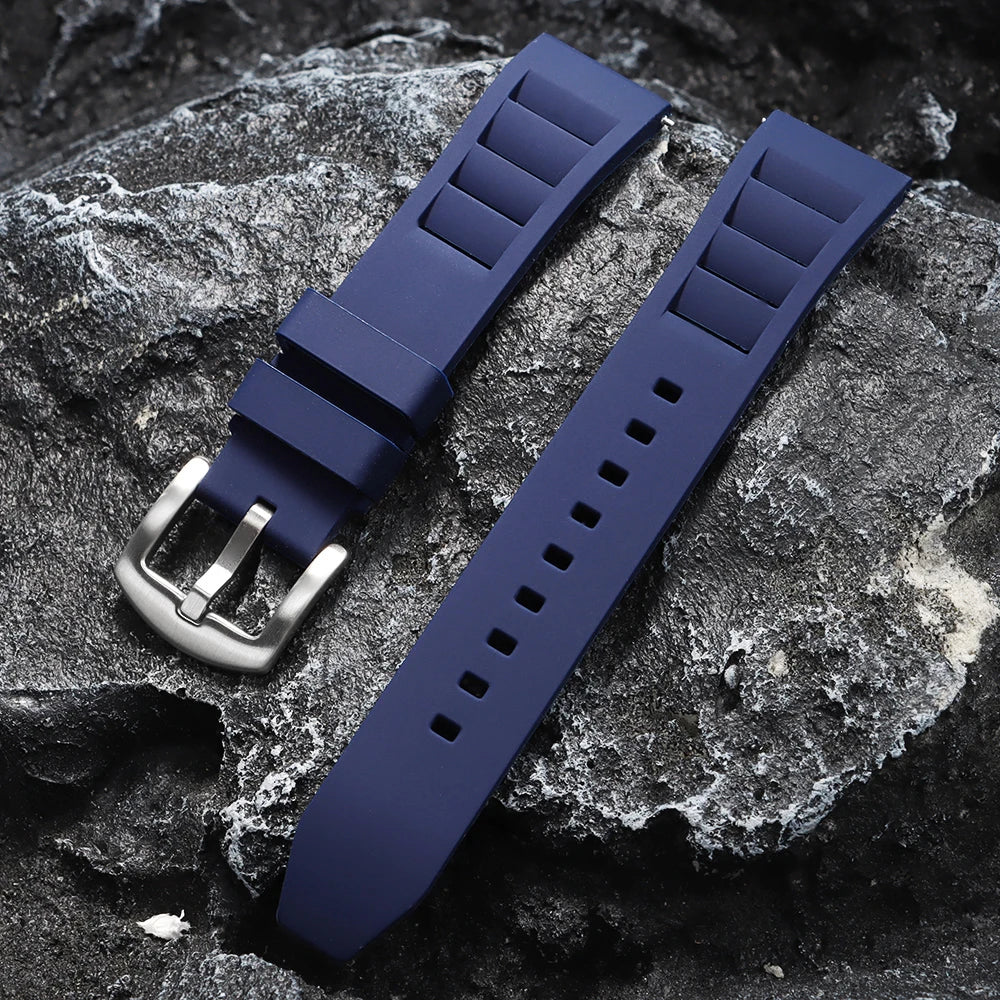 Bracelet en caoutchouc silicone respirant 20 mm 22 mm pour hommes et femmes, à libération rapide, étanche, pour plongée et sport, bracelet de remplacement pour montre