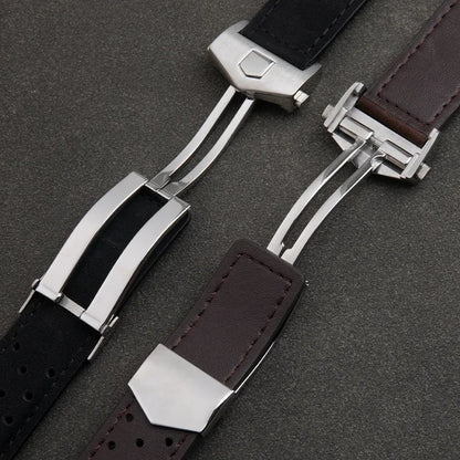 Cinturino per orologio in pelle di vacchetta morbida e satinata, 20/22/24mm, per cinturino TAG HEUER CARERA AQUARACER Monaco F1, fibbia pieghevole in acciaio