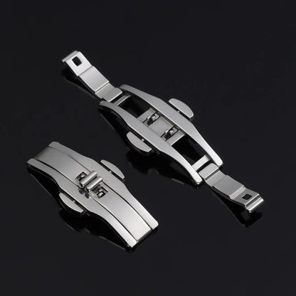 Accessori per orologi: Fibbia automatica a doppio pulsante per cinturino, chiusura deployante in acciaio, pulsante universale in metallo 4mm 5mm 6mm