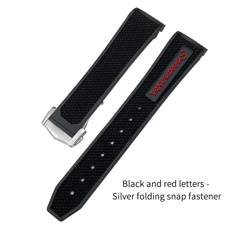 Soft Rubber and Silicone Watch Strap, 19mm 21mm 20mm 18mm, for Omega Speedmaster Seamaster 300 Sport Watch, Black and Blue Bracelets