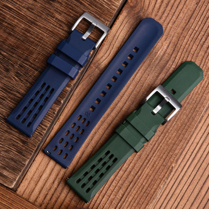 Bracelet de montre en caoutchouc fluoré à dégagement rapide, structure poreuse de qualité supérieure, bracelet de montre de remplacement, 20mm, 22mm, FPM, FKM