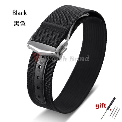 Pour Omega pour Swatch pour Moonswatch toile Nylon bracelet de montre 20mm pour Seiko Sport bracelet de montre étanche boucle pliante brossée