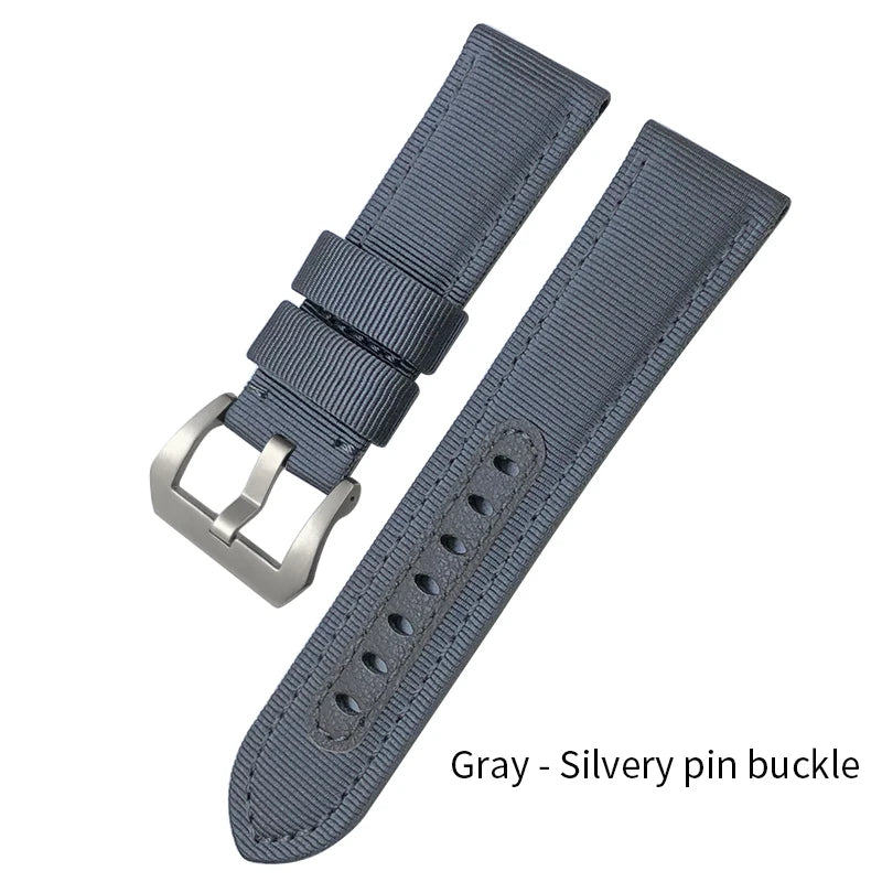 Cinturino per orologio in nylon da 24 mm per Panerai Submersible Luminor PAM verde blu grigio, in tessuto, tela, nuovo, con strumenti gratuiti