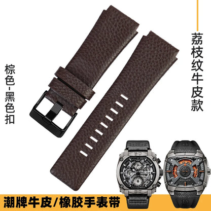 Cowhide Leather Watch Strap for Bell & Ross Series, Silicone Strap, POLICE Watch Strap, PL14796, PL15472, B & R suréWer, Male, BR01, BR03