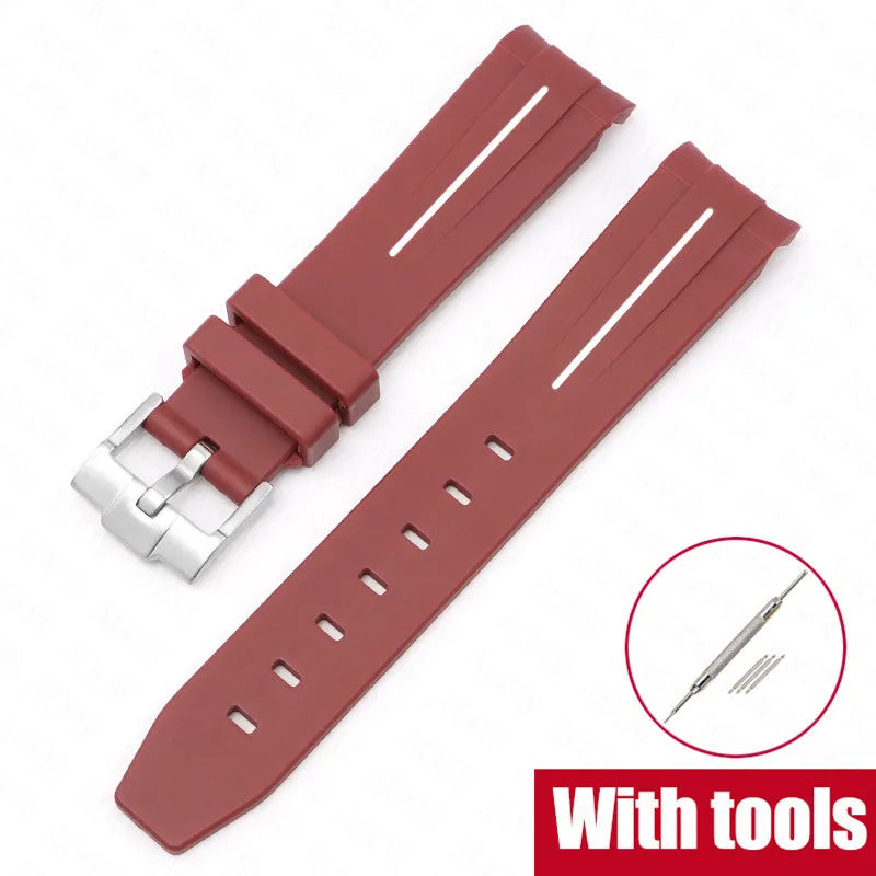 Curved End Rubber Strap for MoonSwatch, 20mm, for Men and Women, Waterproof Sport Watch Band