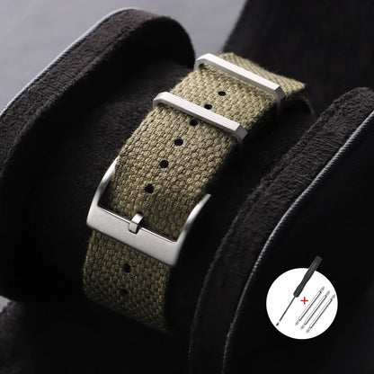 Nouveau Bracelet de montre en Nylon nervuré 20mm 22mm Bracelet de montre universel boucle militaire lavable Bracelet pour hommes bracelets accessoires de montre