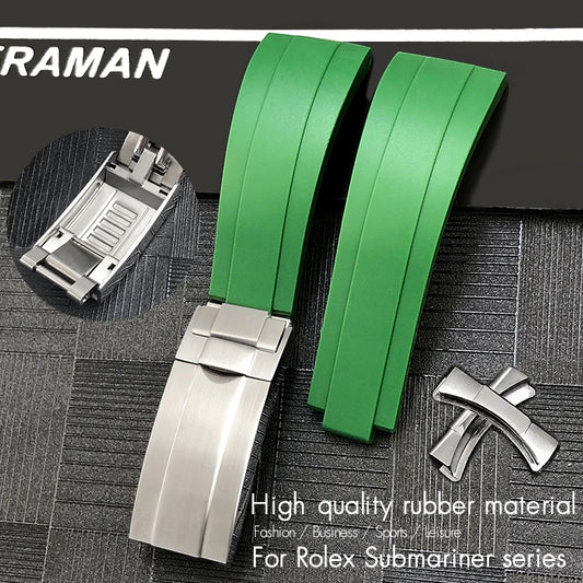 Cinturino per orologio in gomma per Rolex DayRequiSubmariner, cinturino in silicone Oysterflex, struttura con chiusura deployante fetale, 20 mm, 21 mm, 19 mm, 18 mm