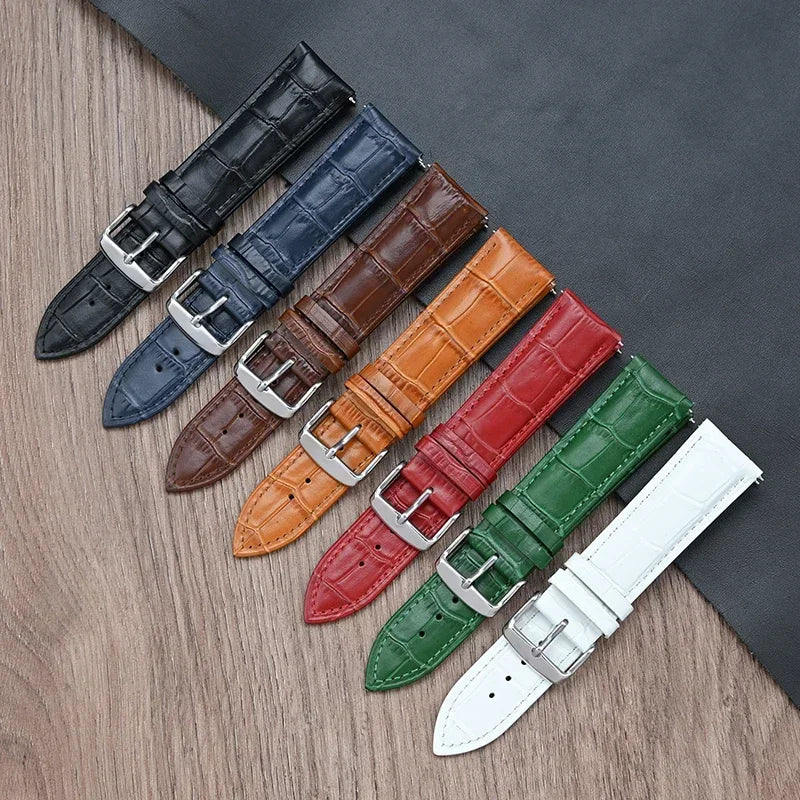 Bracelet en cuir véritable de vache pour Seiko Tissot, bracelet de montre universel à dégagement rapide 12 13 14 15 16 17 18 19 20 21 22 23 24 26mm