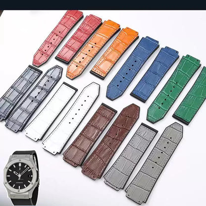 Genuine leather watch strap for HUBLOT Big Bang series with silicone case back. Watch strap accessories, 25mm x 19mm, with tools.