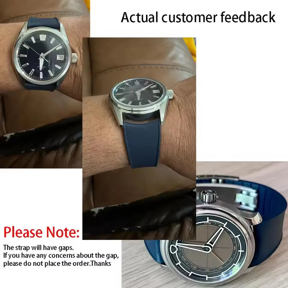 Bracelet de montre en caoutchouc CTS FKM, extrémité incurvée de qualité supérieure, 20mm 22mm, boucle papillon à dégagement rapide, étanche, doux et Flexible, Style plongeur