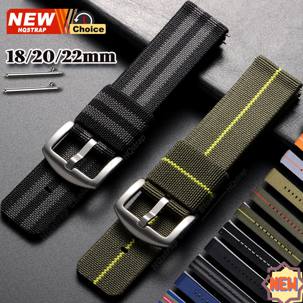 Nuovo cinturino per orologio elastico in nylon intrecciato, 18mm 20mm 22mm, universale, a sgancio rapido, per orologio militare, braccialetto per donne e uomini