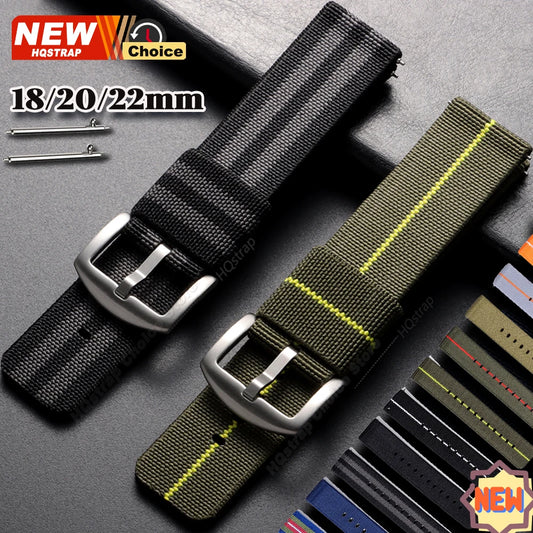 Nuovo cinturino per orologio elastico in nylon intrecciato, 18mm 20mm 22mm, universale, a sgancio rapido, per orologio militare, braccialetto per donne e uomini