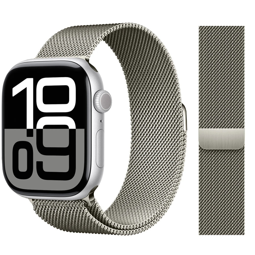 Apple Watch 米兰尼斯表带，46mm 44mm 45mm 40mm 42mm 41mm，适配 iWatch 系列 11 10 9 8 SE 7 6 Ultra 3 2