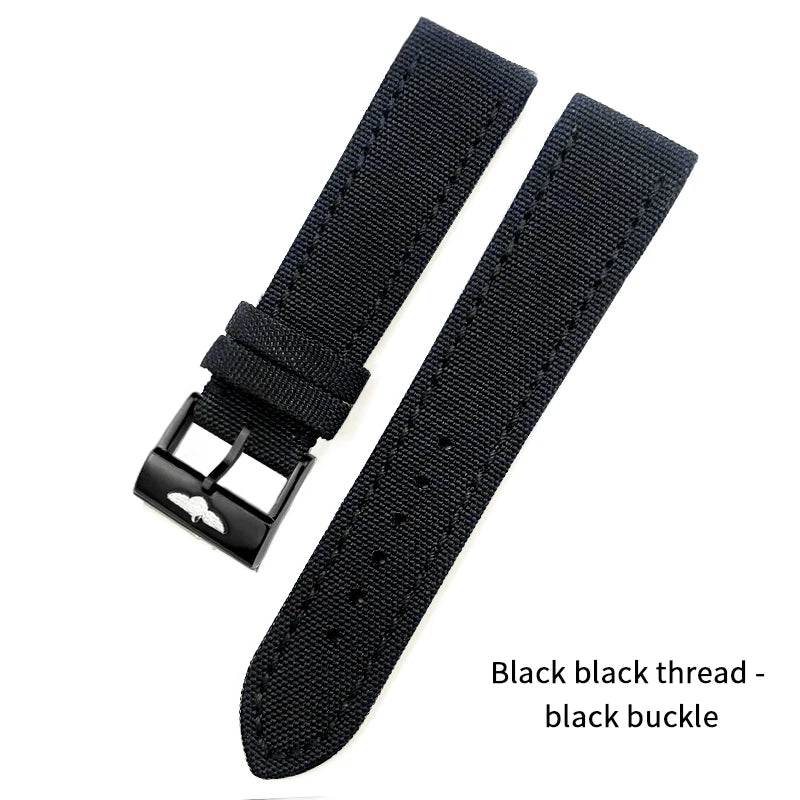 Nylon Canvas Watch Strap, 22mm, for Breitling HMGER Challenger, black, green, gray, yellow, high quality