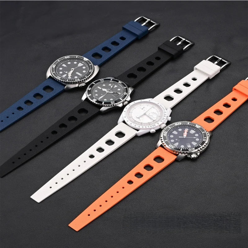FKM Bracelet de montre pour Omega × montre/Rolex/IWC Bracelet 20mm 22mm Bracelet à dégagement rapide Bracelet en caoutchouc souple respirant