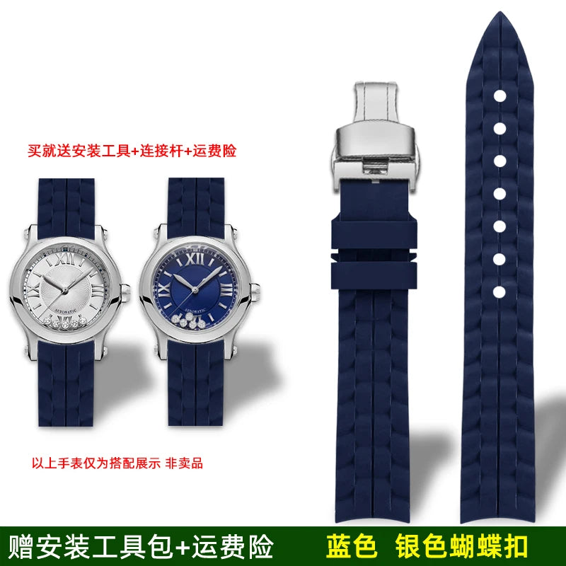 Montre Chopard Happy Diamond avec bracelet en silicone pour femme, bracelet de montre en caoutchouc étanche 15mm 18mm
