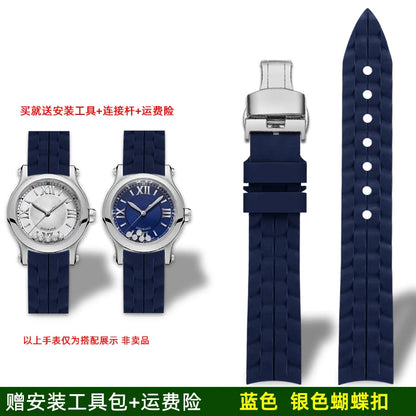 Montre Chopard Happy Diamond avec bracelet en silicone pour femme, bracelet de montre en caoutchouc étanche 15mm 18mm