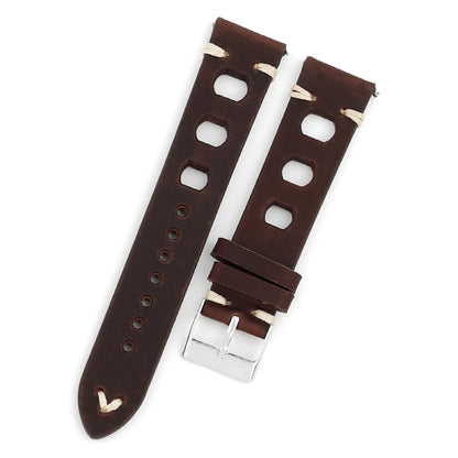 Men's Retro Crazy Horse Leather Watch Strap, 18mm 19mm 20mm 21mm 22mm, Three-Hole, Quick Release