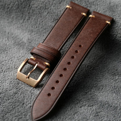 Bracelet en cuir de vache fait à la main, 20MM 21MM marron vert noir Style Vintage, montre en Bronze, boucle en Bronze