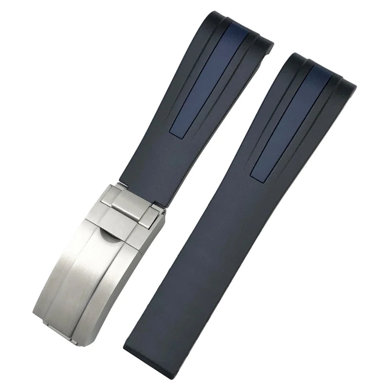 Uhrenarmband aus Kautschuk und Silikon, gebogenes Ende, 18mm 19mm 20mm 21mm 22mm, für Submariner DayRequiRolex Gstuff IWC Pilot, Uhrenarmband-Zubehör