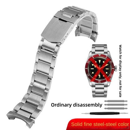 Cinturino per orologio in metallo per Tudor Black Bay 1958, fiorellino rosso, fiorellino nero, 79200R, cinturino in acciaio inossidabile curvo, 22mm