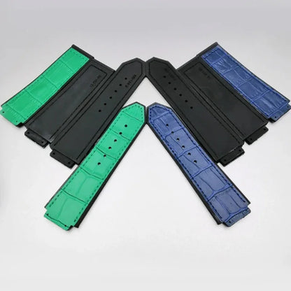 Genuine leather watch strap for HUBLOT Big Bang series with silicone case back. Watch strap accessories, 25mm x 19mm, with tools.