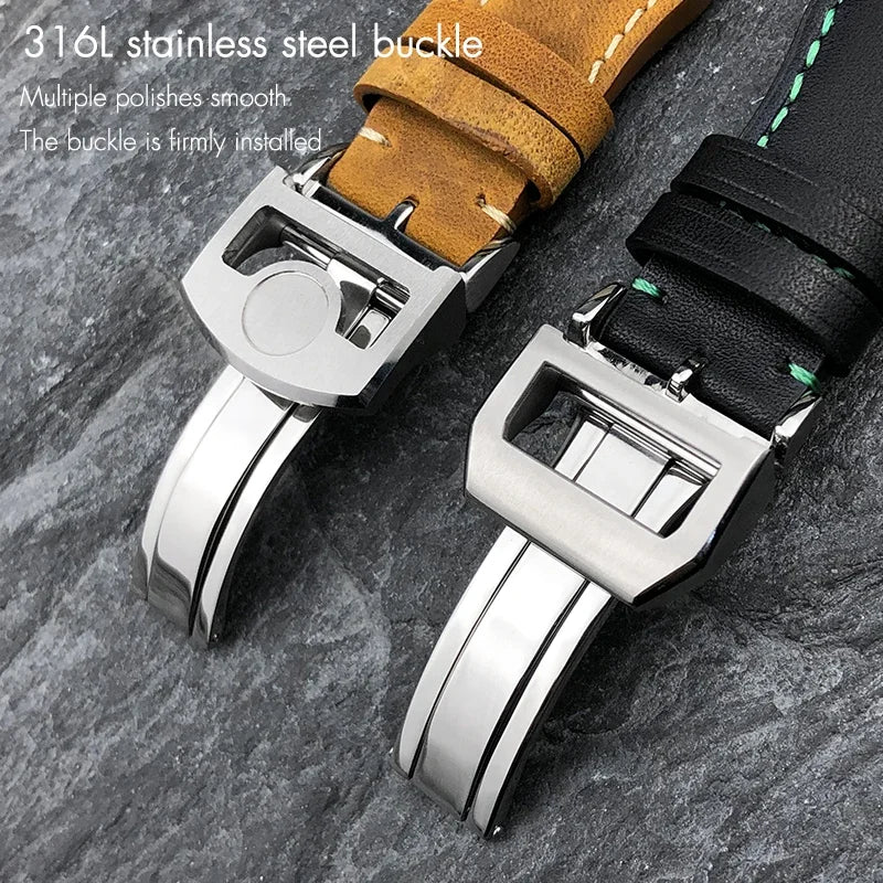 Bracelet de montre en cuir de veau véritable épais, 20mm 21mm 22mm, pour IWC Big PILOT Spitfire TOP GUN IW5009 IW3777, bracelet de montre en cuir de vache à rivets