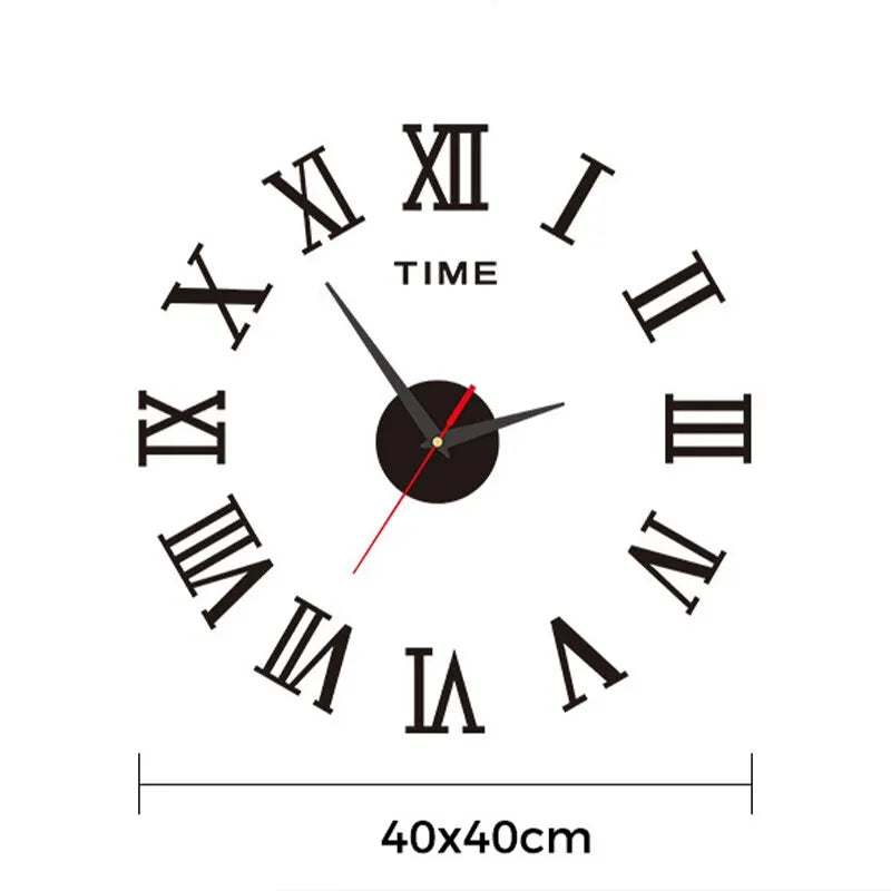 Horloge Murale Numérique 3D en Acrylique, Design de Chiffres Romains, Miroir, Mode, Grande Horloge Murale Ronde, Bricolage, Horloge Auto-Adhésive