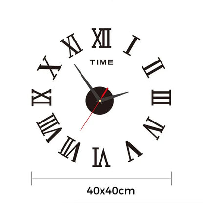 Horloge Murale Numérique 3D en Acrylique, Design de Chiffres Romains, Miroir, Mode, Grande Horloge Murale Ronde, Bricolage, Horloge Auto-Adhésive