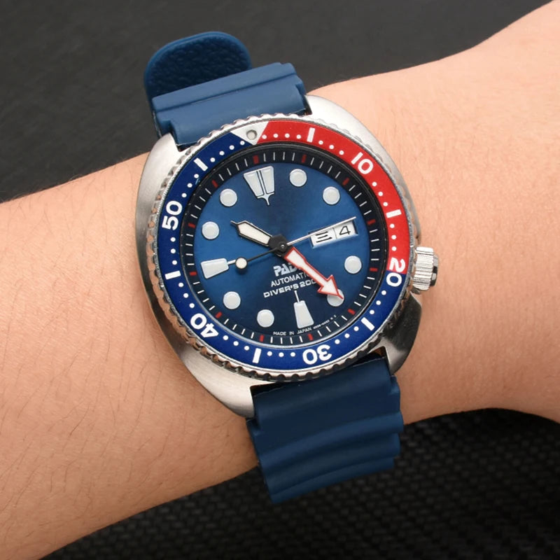 Cinturino per immersioni in silicone 22 mm 20 mm 24 mm per Seiko 5/SKX007/Turtle/Samurai – Cinturino per orologio impermeabile nero e blu con fibbia ad ardiglione