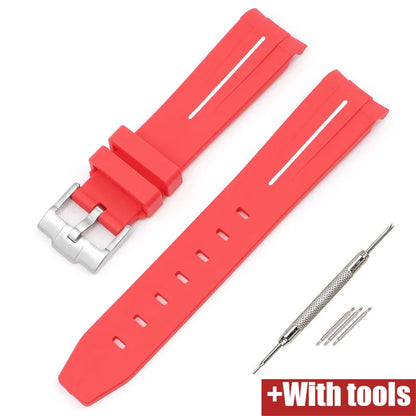Curved End Rubber Strap for MoonSwatch, 20mm, for Men and Women, Waterproof Sport Watch Band