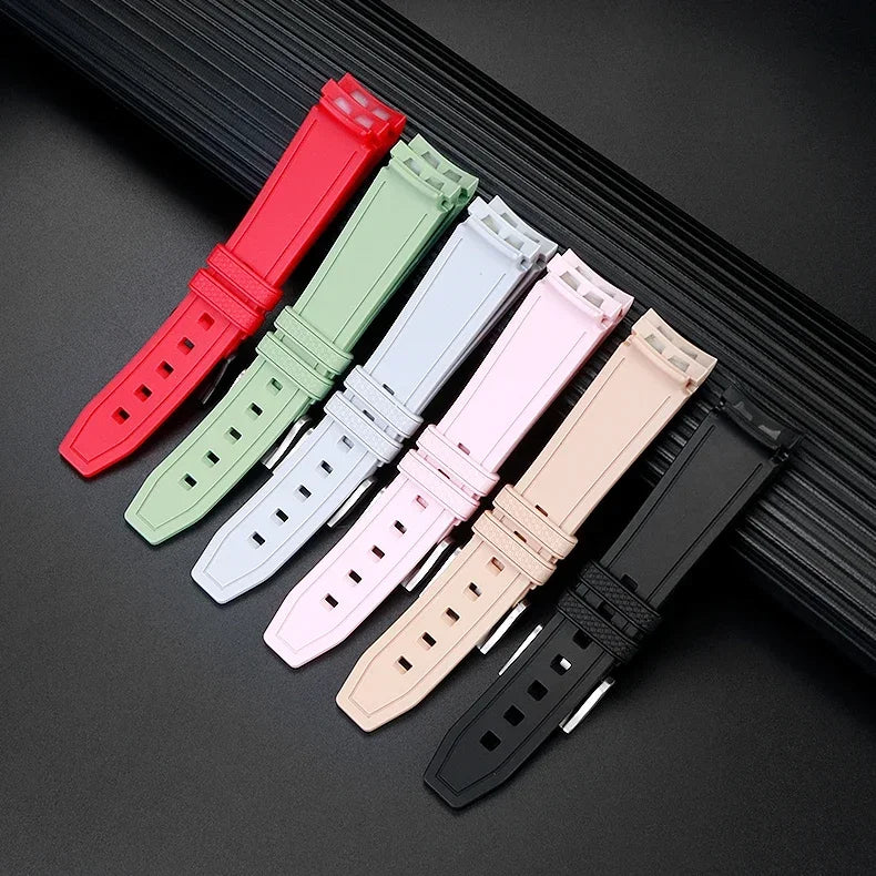 Bracelet de montre en caoutchouc et Silicone, 20mm, pour Omega X Swatch Joint MoonSwatch, pour Seamaster 300, pour hommes et femmes, extrémité incurvée
