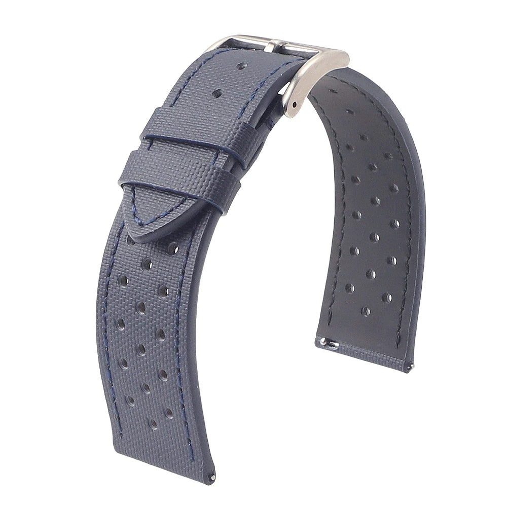 Premium sailcloth watch strap 18mm 19mm 20mm 22mm rally racing watch strap breathable perforated quick-release sports watch straps