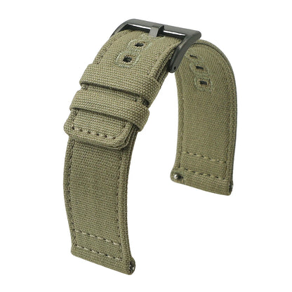 Quick-release nylon canvas watch strap, 18mm 19mm 20mm 22mm, brushed buckle, smartwatch accessories