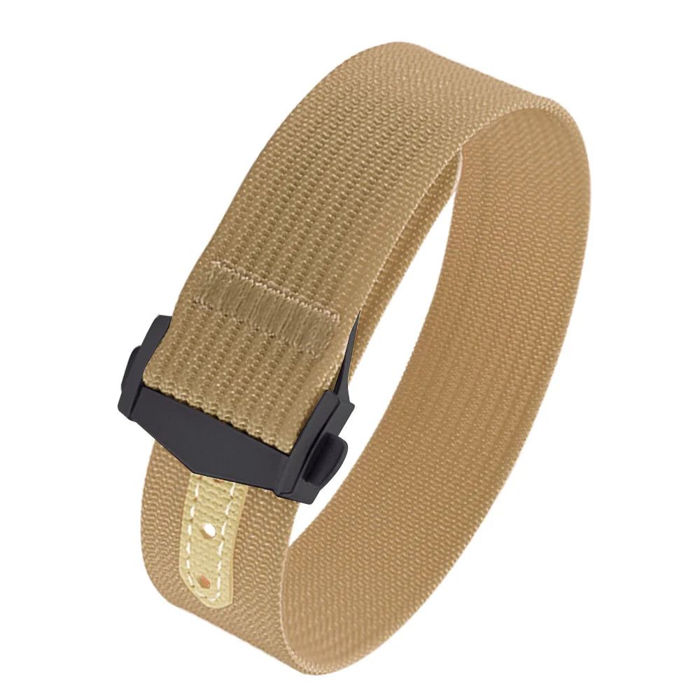 Canvas and Nylon Watch Strap, 18-20-22mm, for Omega X Swatch MoonSwatch for Seiko Men Women Sport, Waterproof, Folding Buckle