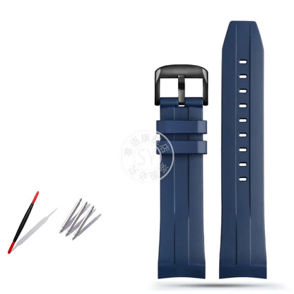 Rubber watch strap with curved interface, for Tissot 1853 Sports Starfish Seastar T series, 1853 120407 A T 120417 A 21mm 22mm strap