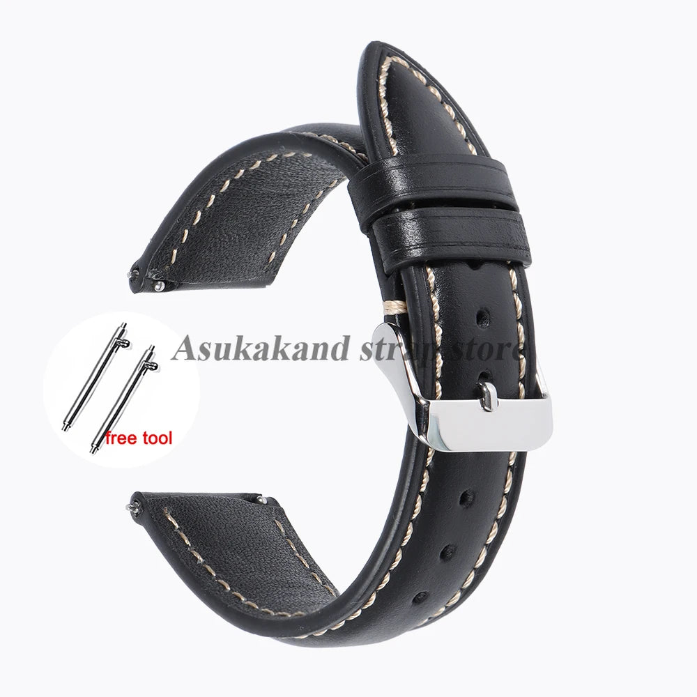 18mm 19mm 20mm 21mm 22mm Universal Vintage Oil Wax Leather Watch Straps Brown Top Coat Watch Strap Men's Accessories Tang Buckle