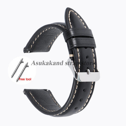 18mm 19mm 20mm 21mm 22mm Universal Vintage Oil Wax Leather Watch Straps Brown Top Coat Watch Strap Men's Accessories Tang Buckle