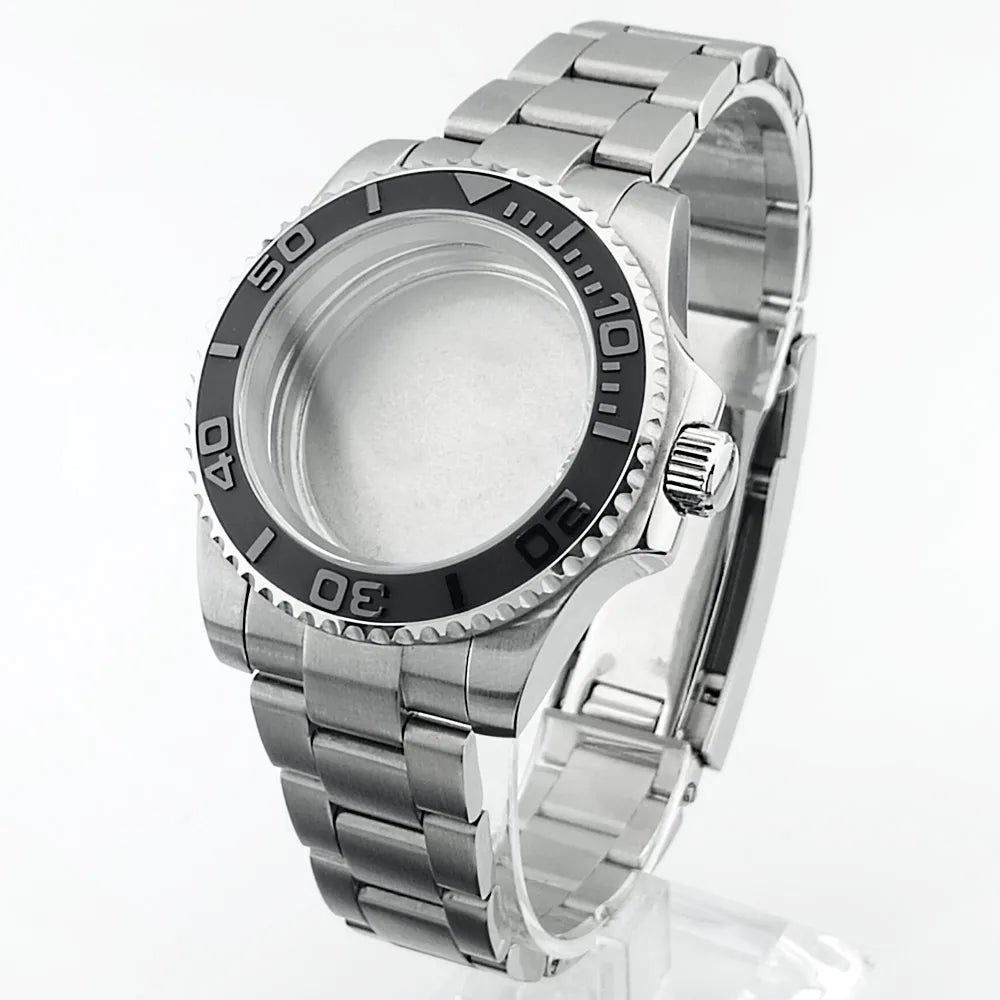    40.5mm sous-montre verre saphir boîtier en métal ajustement NH35/36/38 mouvement ajustement 28.5mm cadran pièces de montre accessoires boîte de montre bande