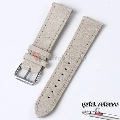 Cinturino per orologio in pelle scamosciata e bovina, 18mm 19mm 20mm 22mm, per Seiko per Huawei Watch Gt2/3/4, vintage, cucito a mano