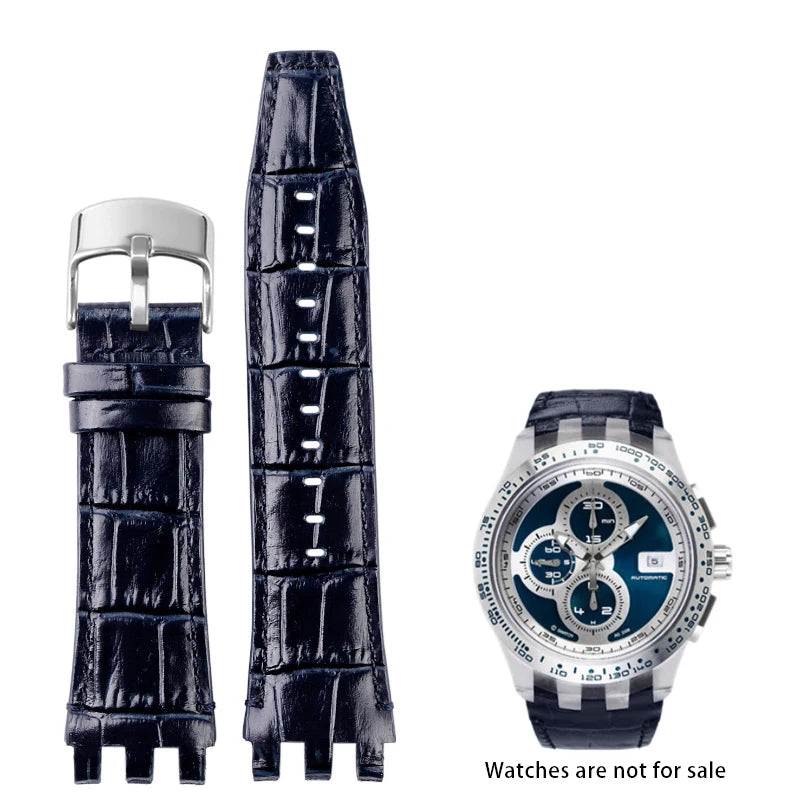 Bracelet de montre en cuir de vache, 22mm, noir, marron, bleu, blanc, avec outils, pour Swatch SVGK407 SVGK406 SVGK409 SVGK403